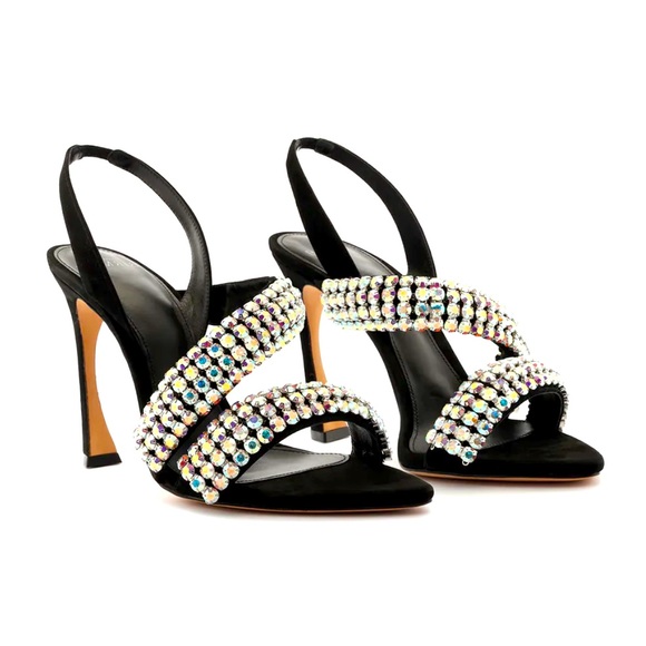Alexandre Birman 39 Alanis Embellished Suede Slingback Sandals - Picture 1 of 15
